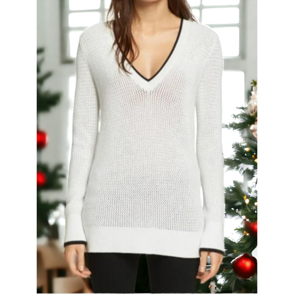 (60% OFF) NWT Rag & Bone ELIZABETH Mesh VNeck Chunky Sweater MSRP $375 STRETCHES - Picture 1 of 4